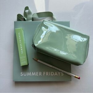 New Summer Fridays Vegan Patent Leather Pouch + Sweet Mint Lip Balm + Gifts